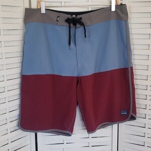 Dakine block color wine and blue mens shorts 36